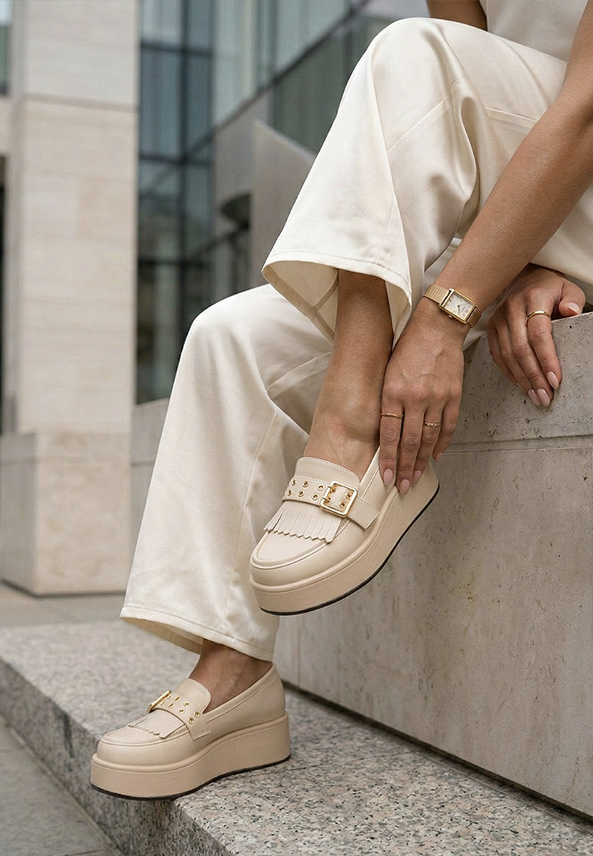 Mocassini donna platform Magie beige
