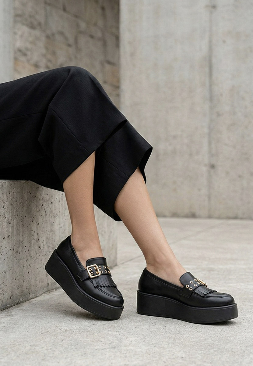 Mocassini donna platform Magie nero