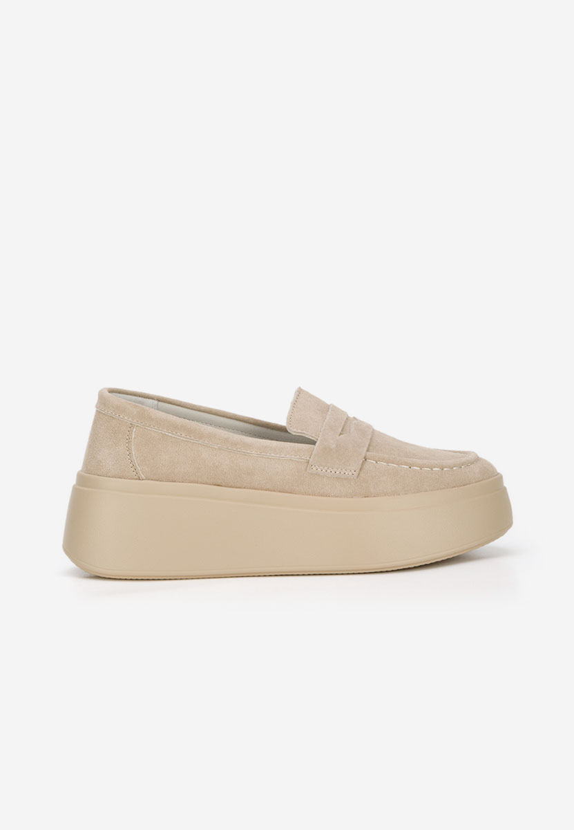 Mocassini pelle con plateau Enissea beige