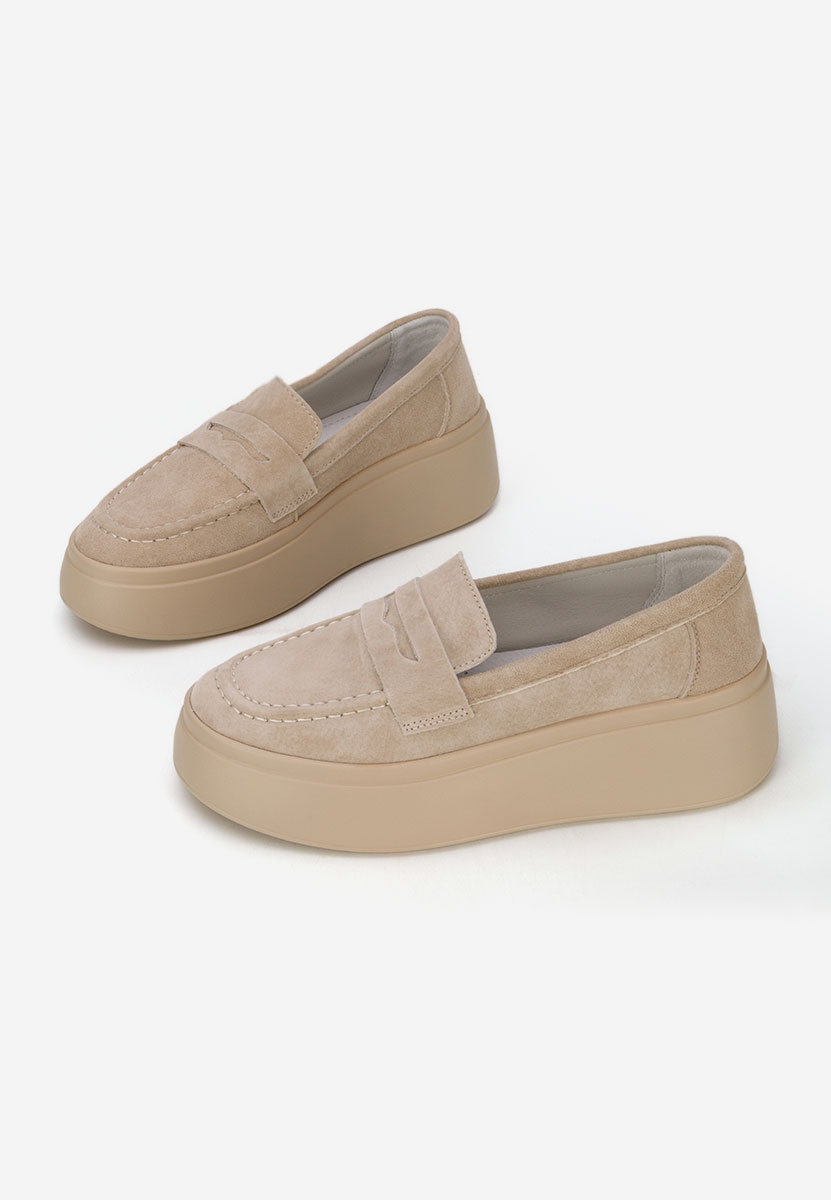 Mocassini pelle con plateau Enissea beige