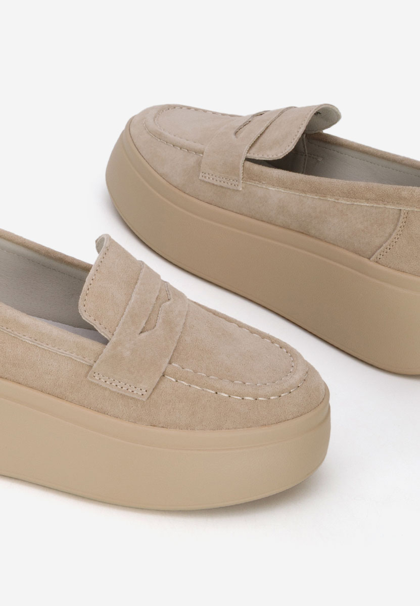 Mocassini pelle con plateau Enissea beige