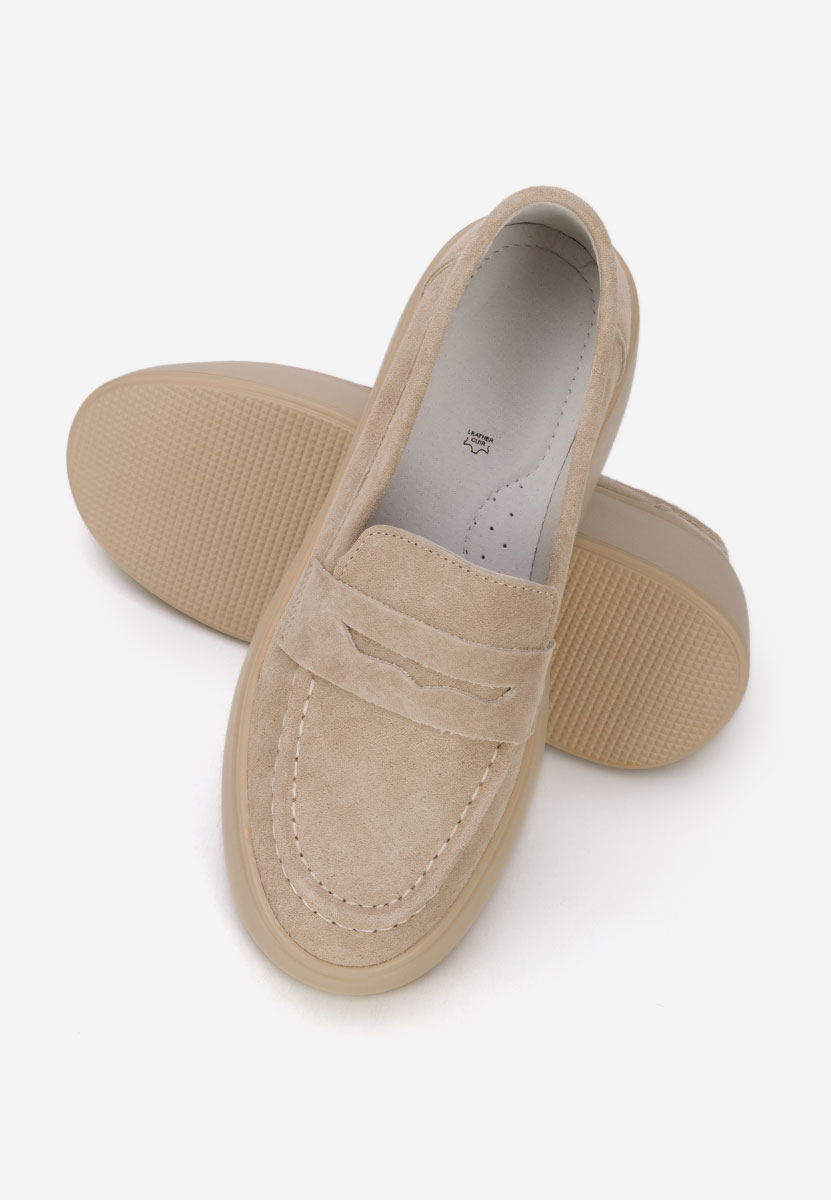 Mocassini pelle con plateau Enissea beige