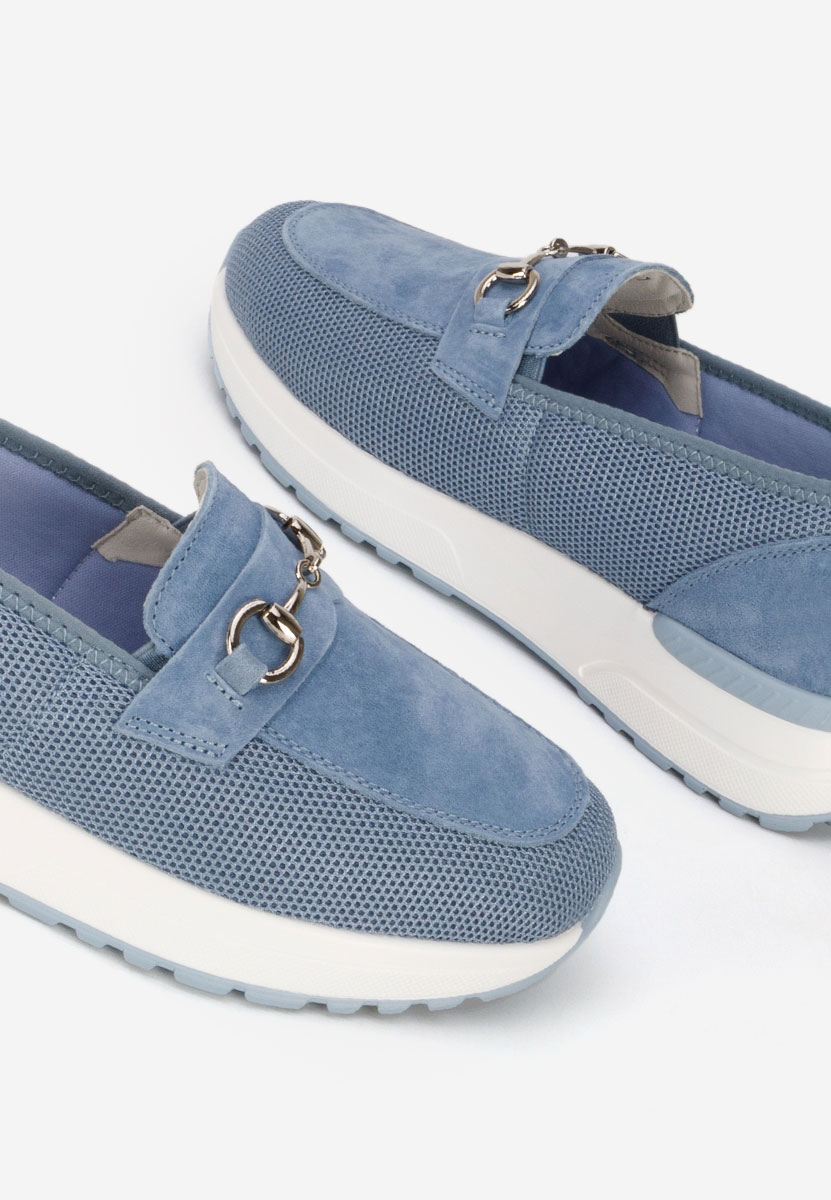Mocassini donna pelle Hermony blu