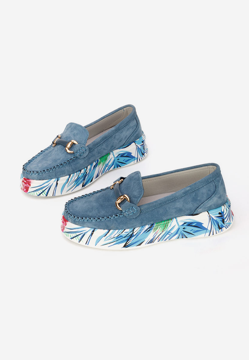 Mocassini pelle con plateau Tanielia blu