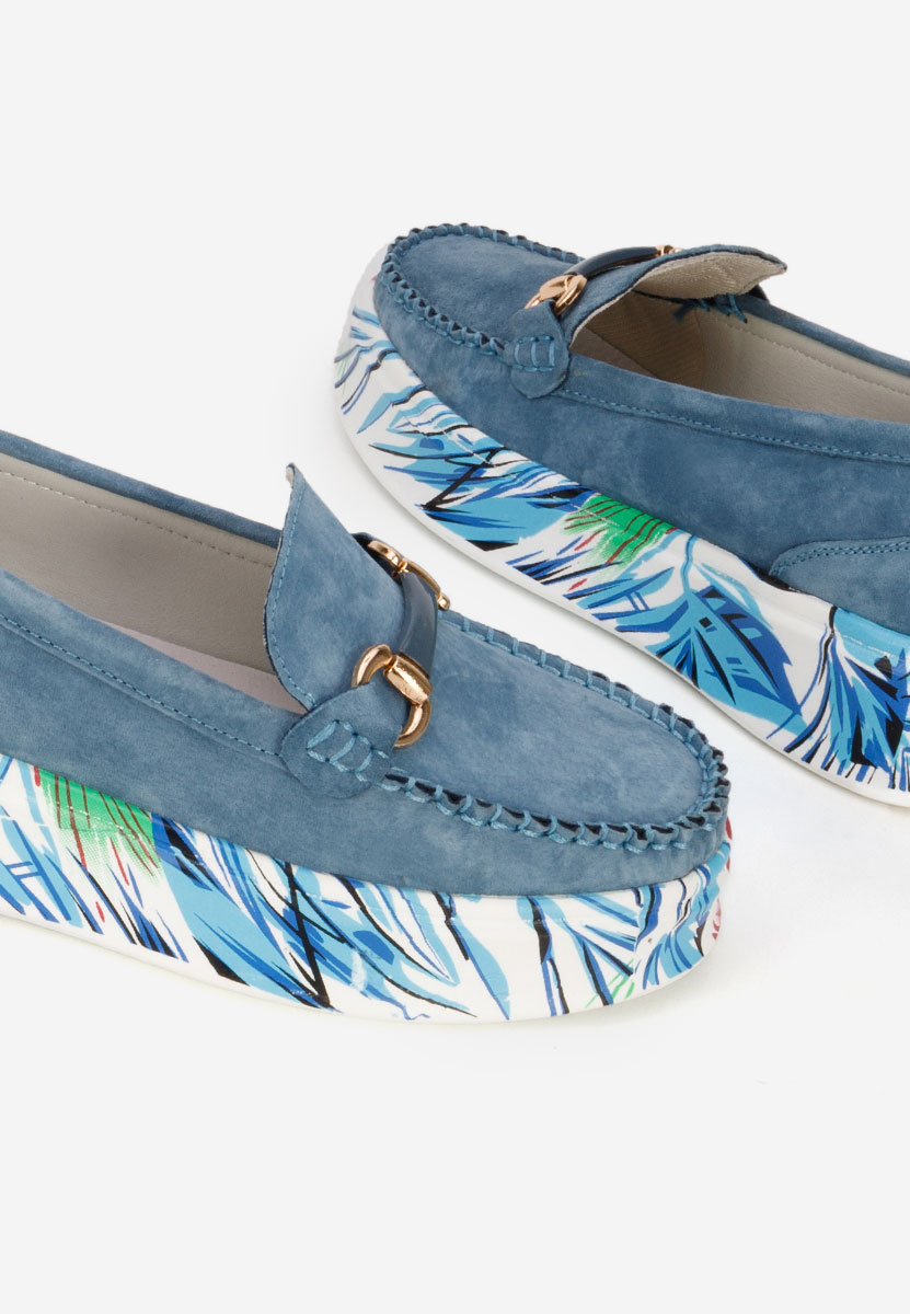 Mocassini pelle con plateau Tanielia blu
