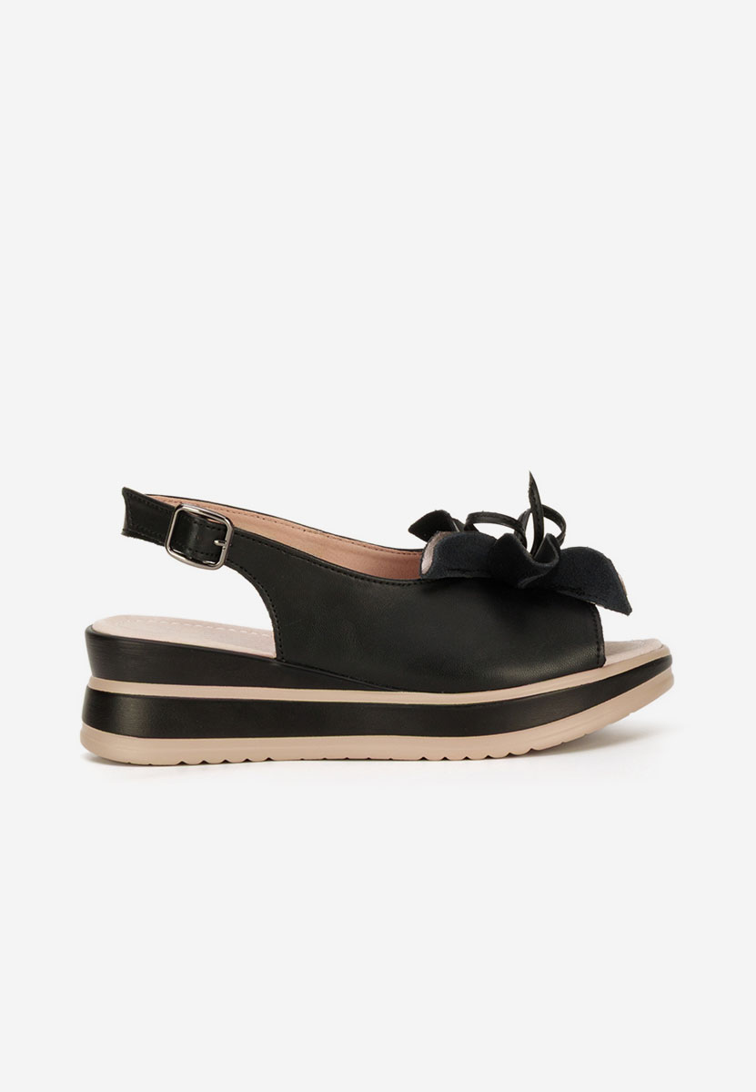 Sandali con plateau cuoio Rafaelia nero