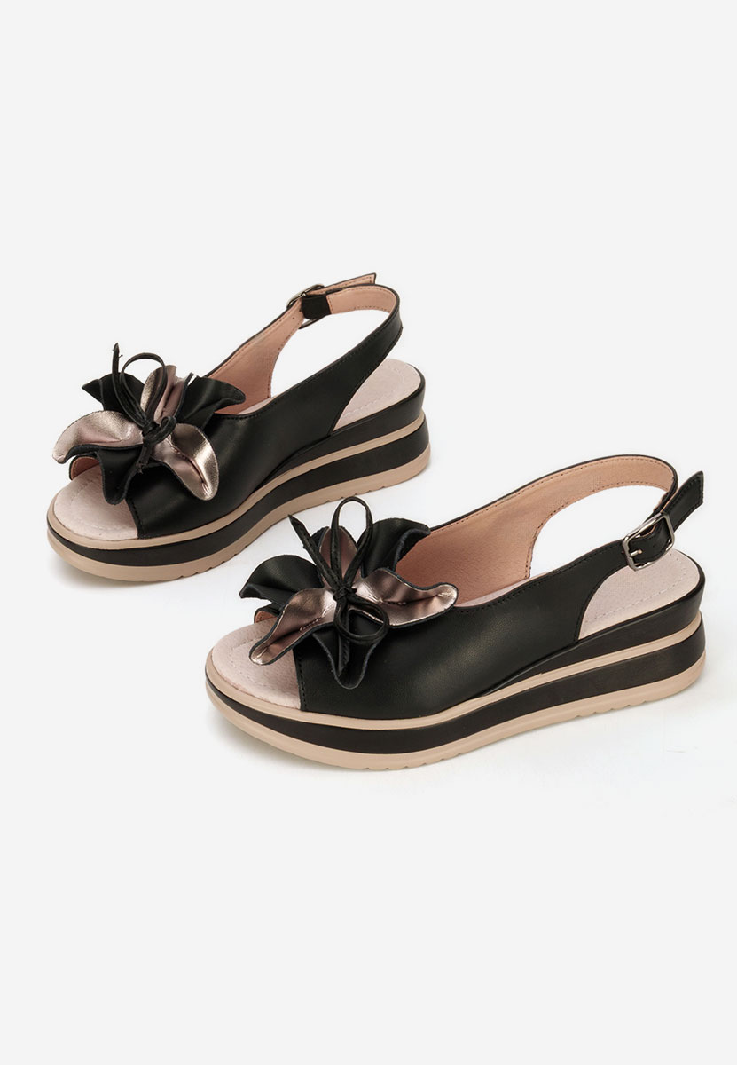 Sandali con plateau cuoio Rafaelia nero