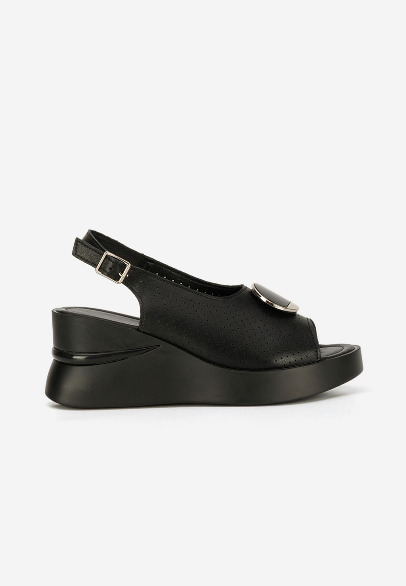 Sandali con zeppa cuoio Zinalia nero