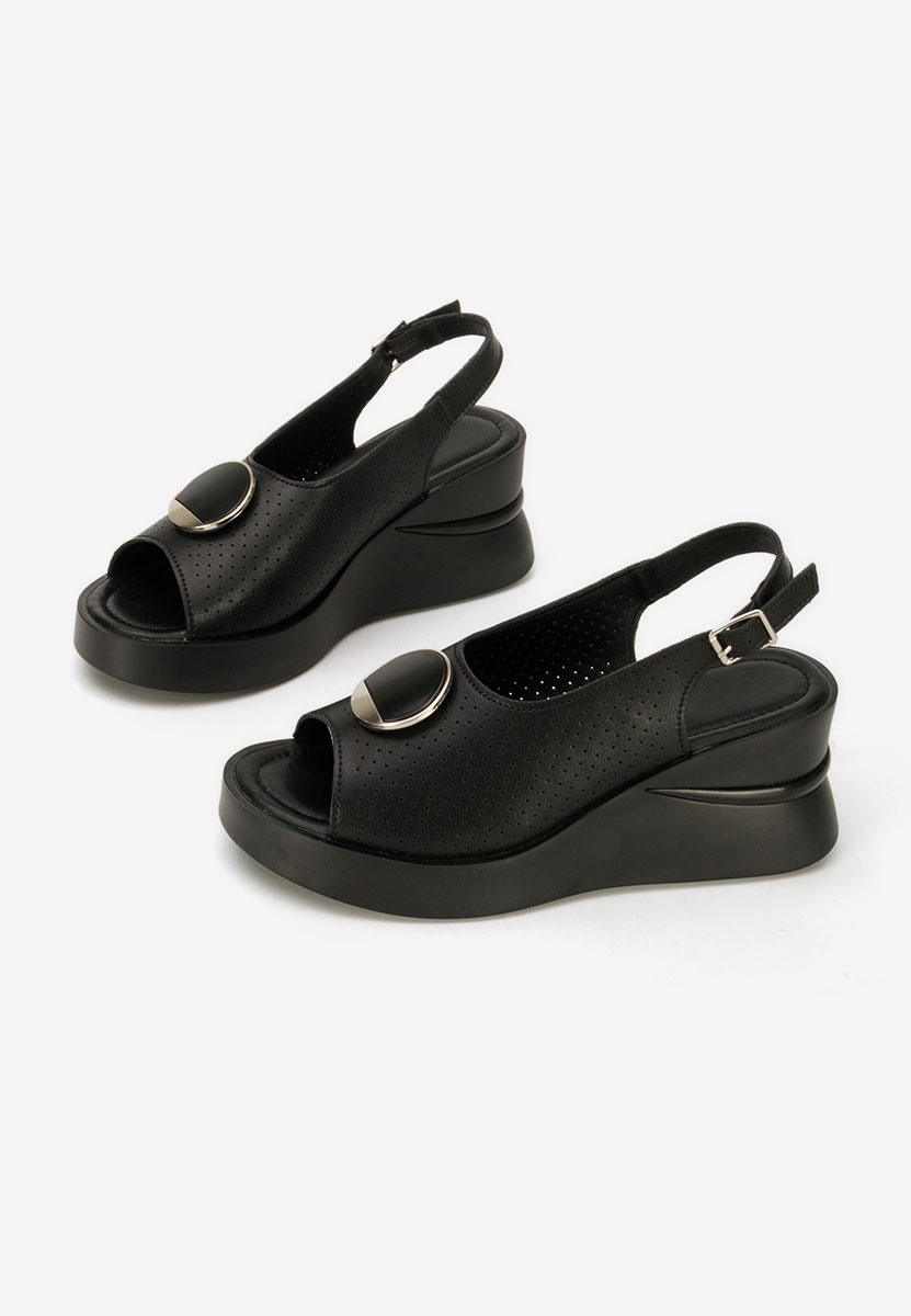 Sandali con zeppa cuoio Zinalia nero