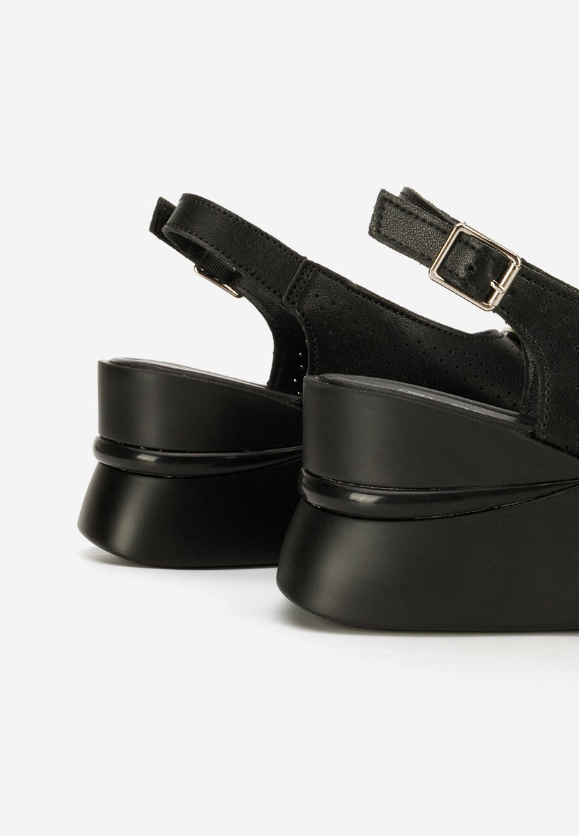 Sandali con zeppa cuoio Zinalia nero