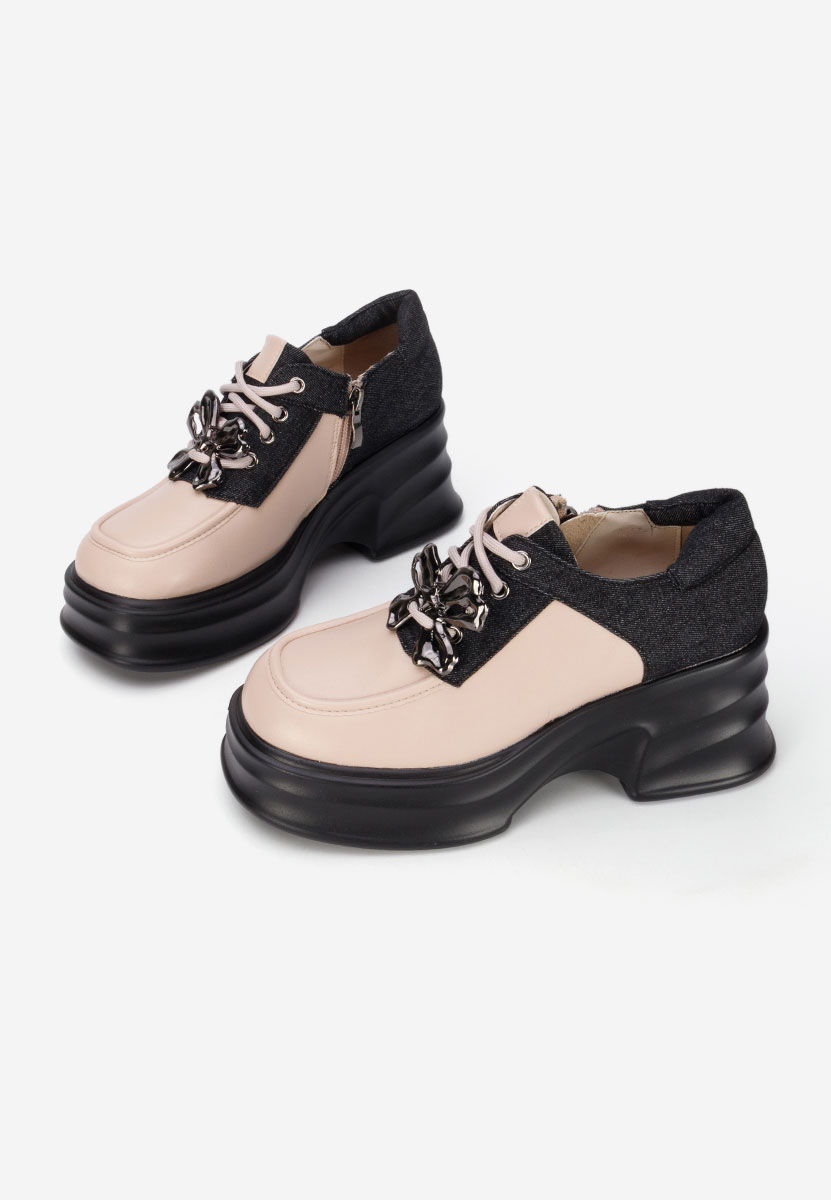 Mocassini con tacco e plateau Manilla beige