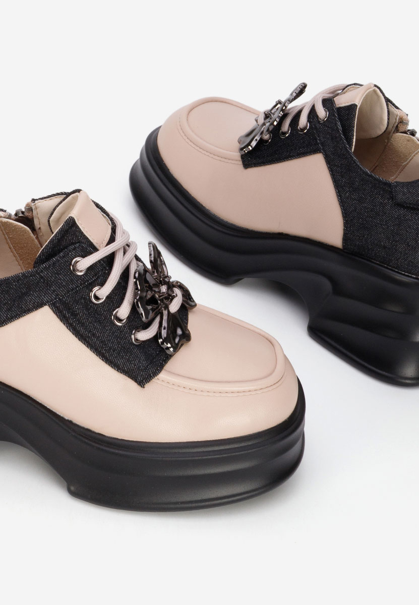 Mocassini con tacco e plateau Manilla beige