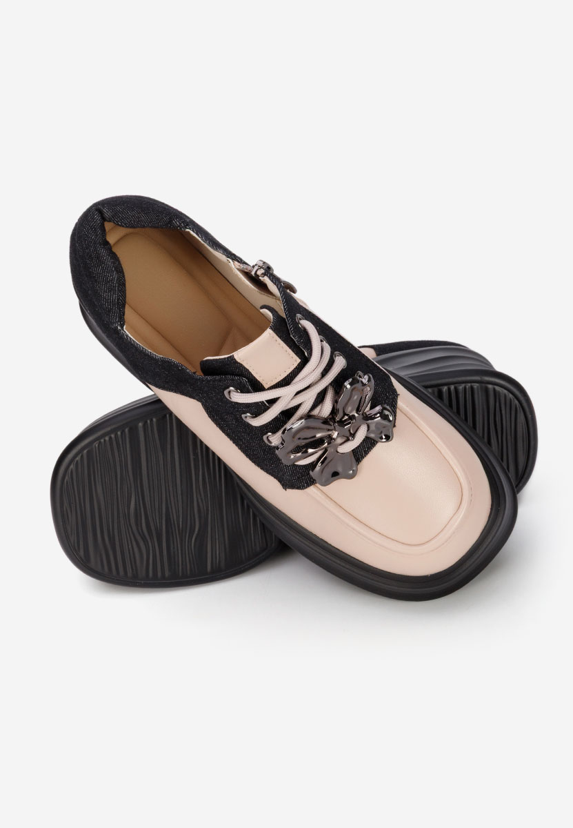 Mocassini con tacco e plateau Manilla beige