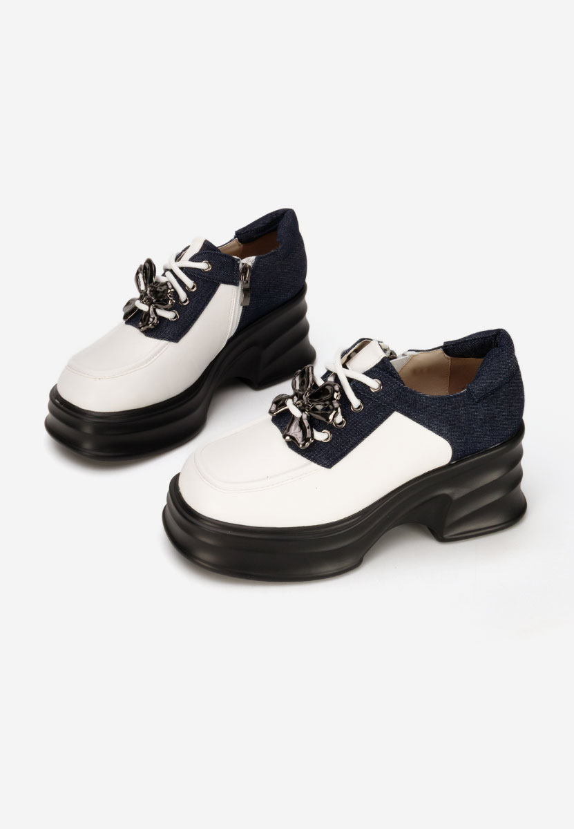 Mocassini con tacco e plateau Manilla bianchi