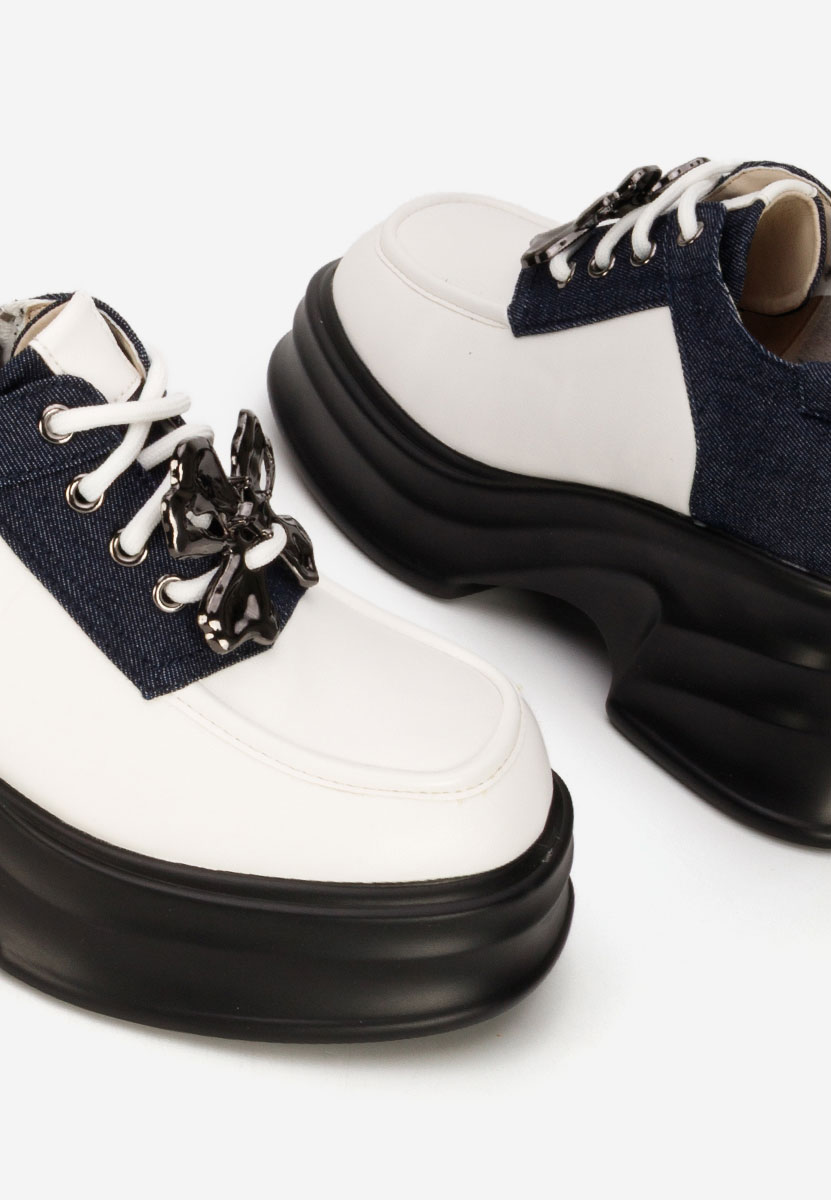 Mocassini con tacco e plateau Manilla bianchi