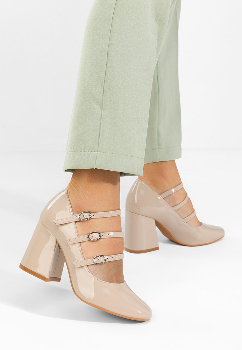 Décolleté in vernice Genina beige