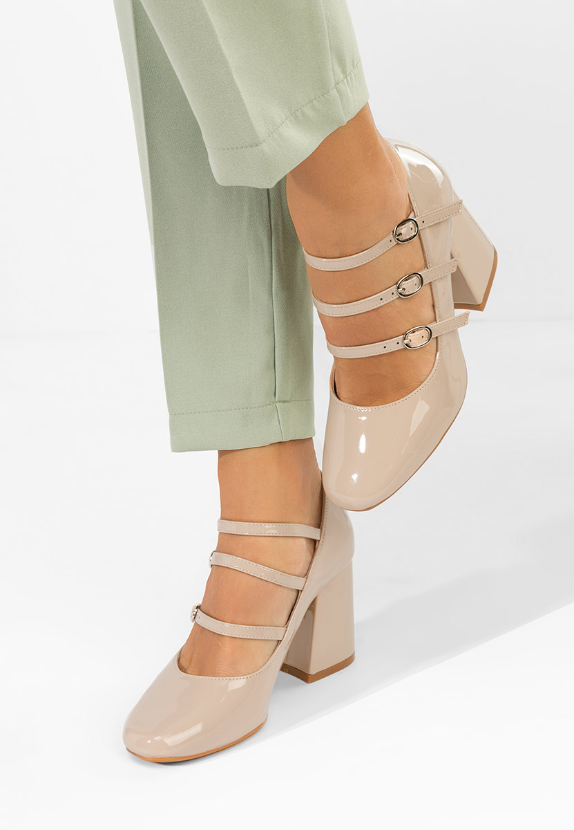 Décolleté in vernice Genina beige