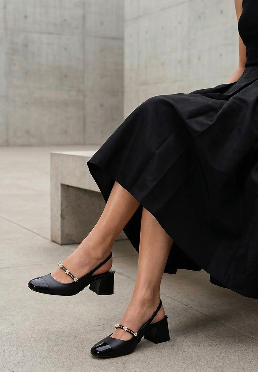 Décolleté tacco medio Paecia nero