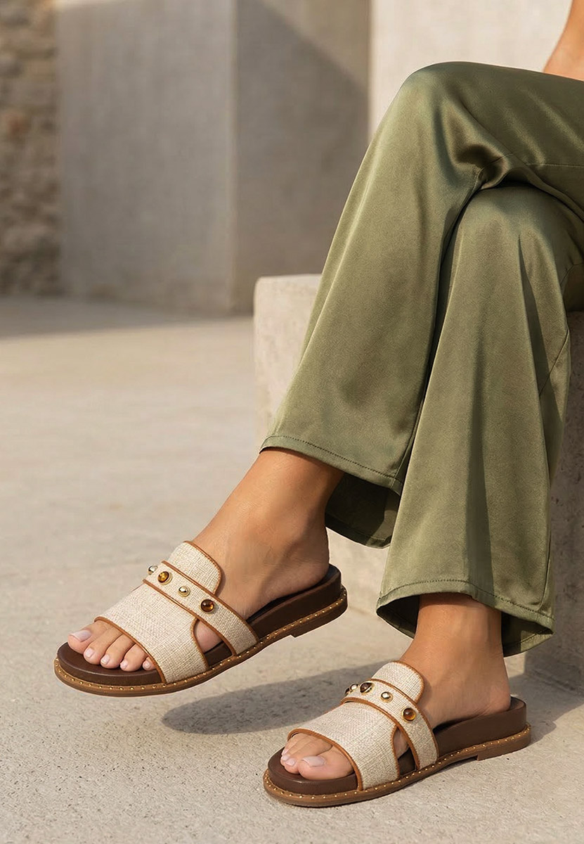 Ciabatte cu talpa inalta Raniella beige