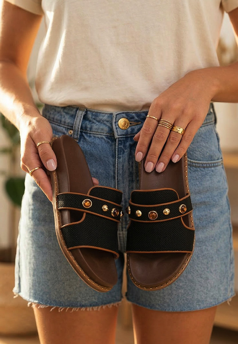 Ciabatte cu talpa inalta Raniella nero