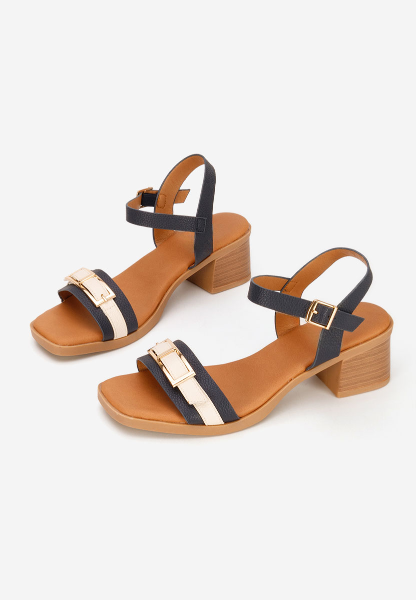 Sandali con tacco largo Iustinia blu scuro