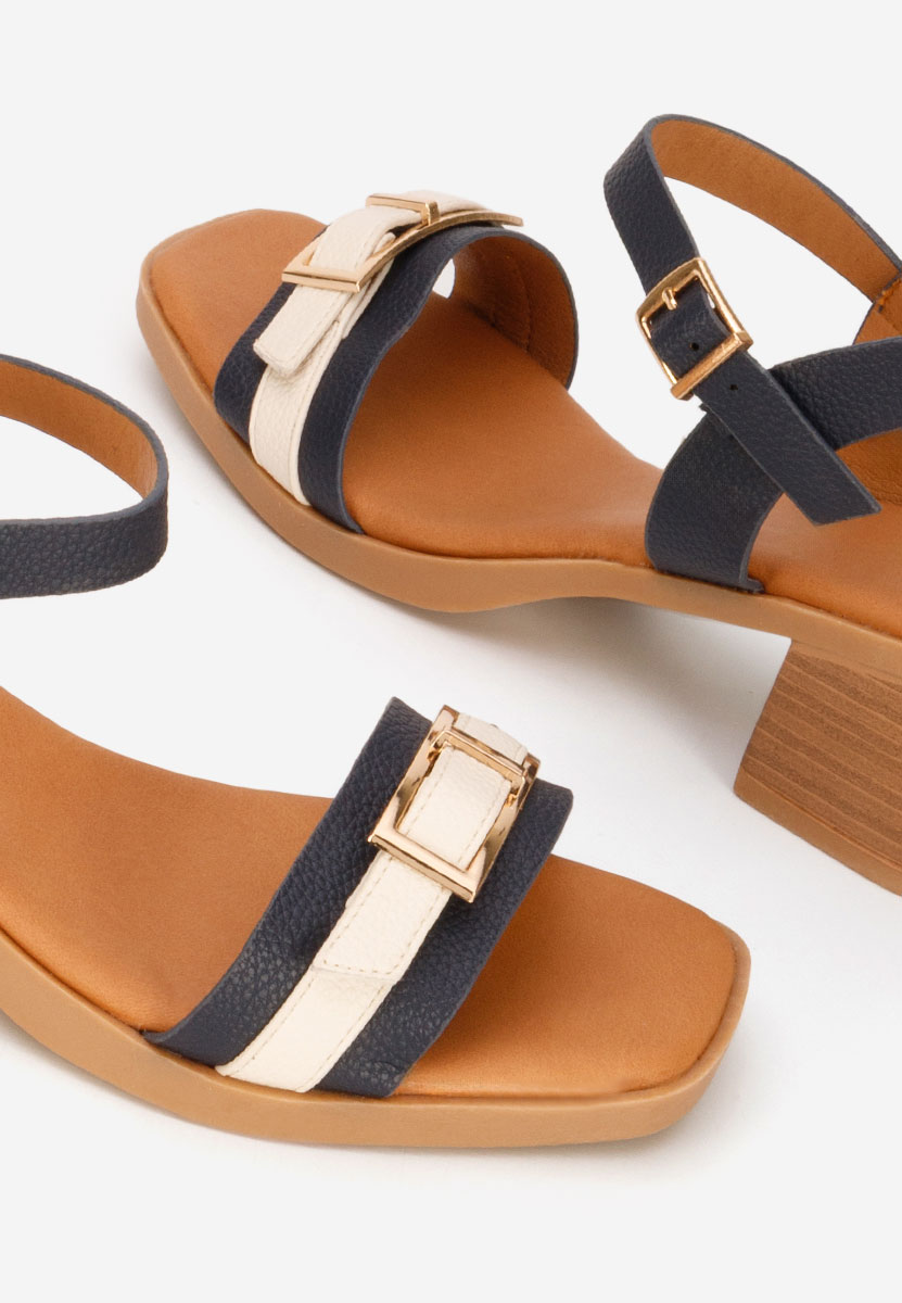 Sandali con tacco largo Iustinia blu scuro