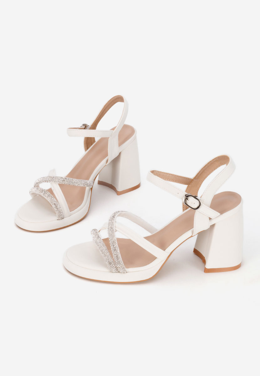 Sandali con tacco largo Castelia bianchi