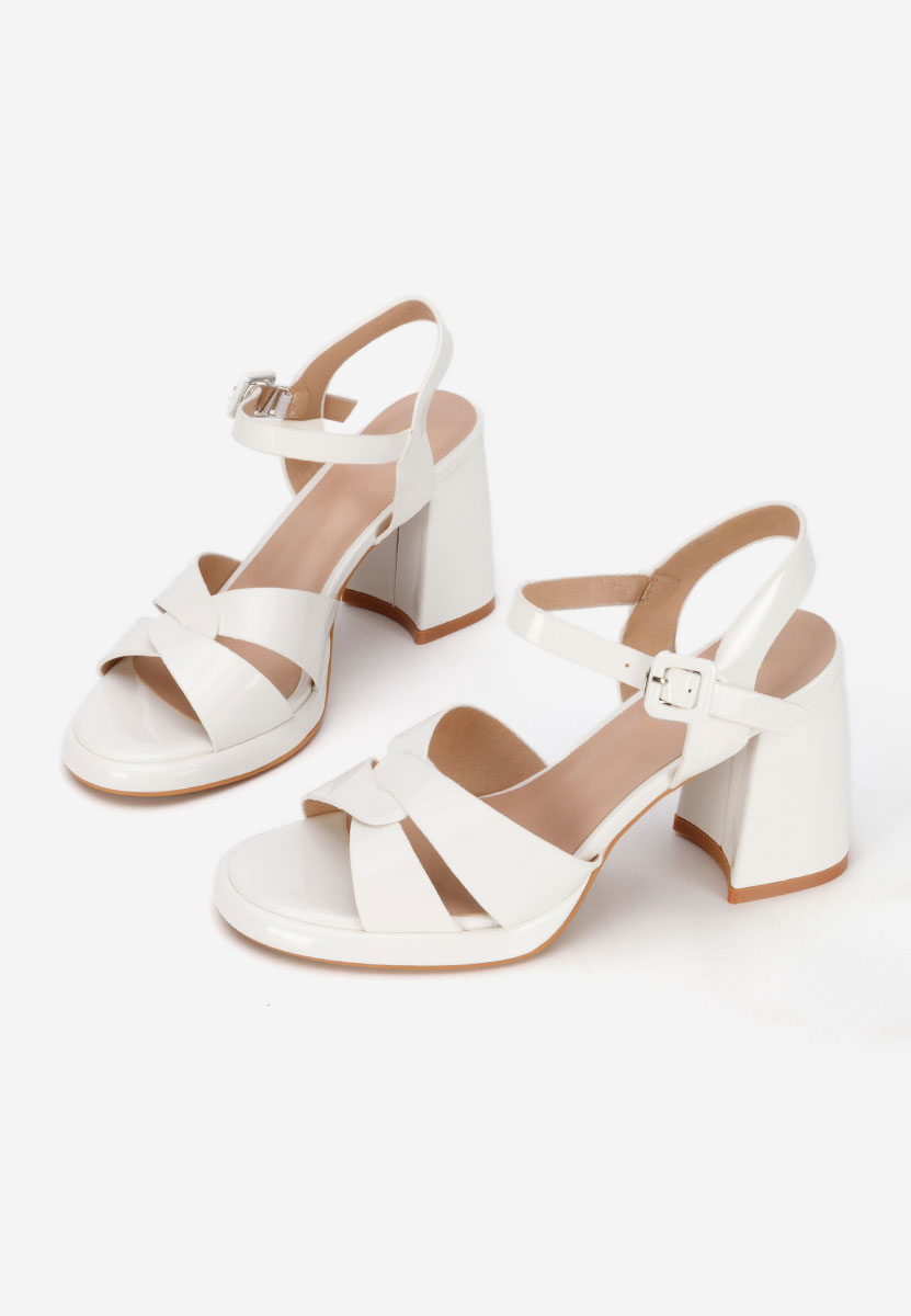Sandali con tacco largo Lorenda bianchi