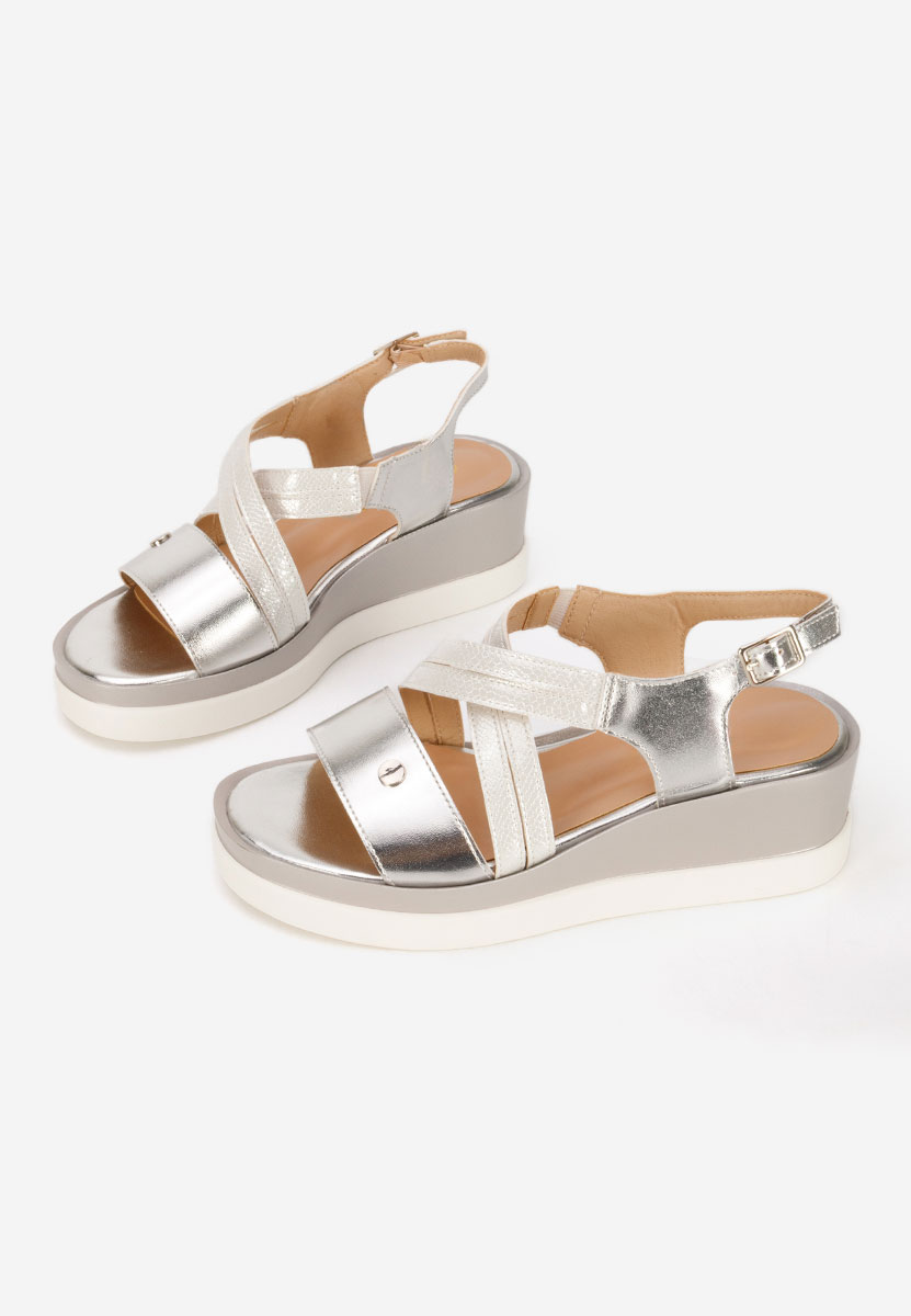 Sandali con zeppa Isuca argento