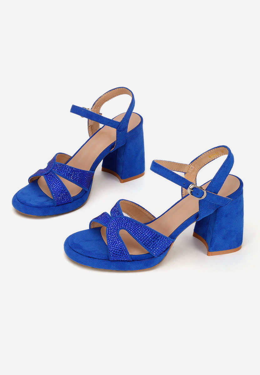 Sandali con tacco largo Madrigal blu scuro