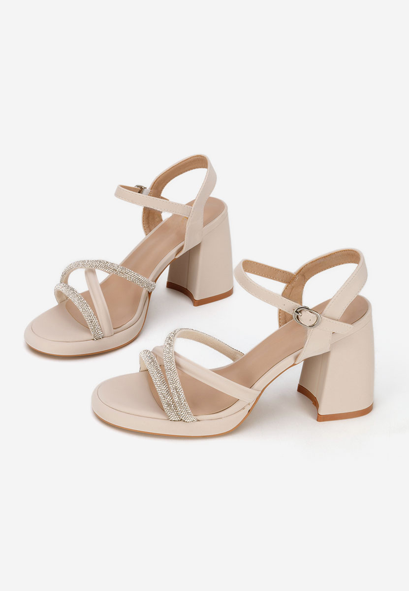 Sandali con tacco largo Castelia beige