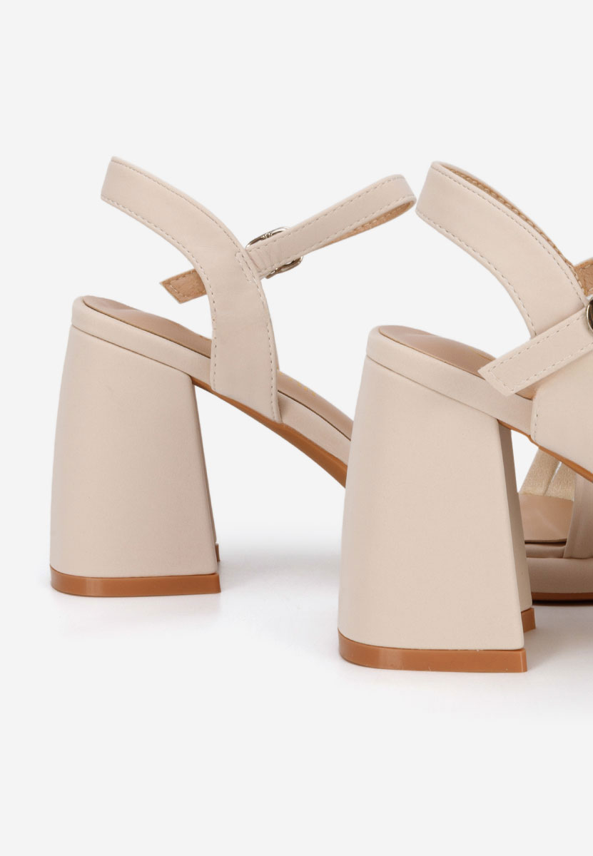 Sandali con tacco largo Castelia beige