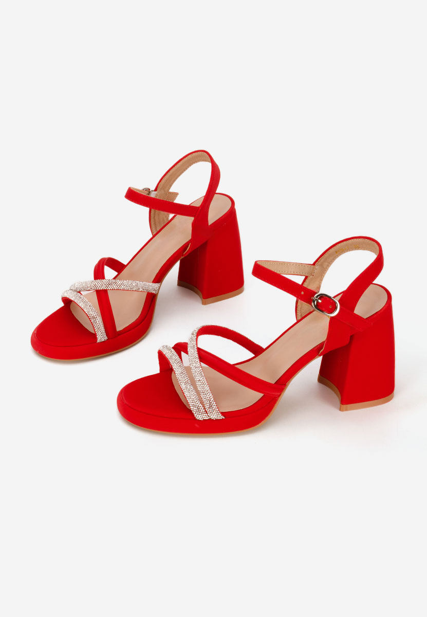 Sandali con tacco largo Castelia rosso