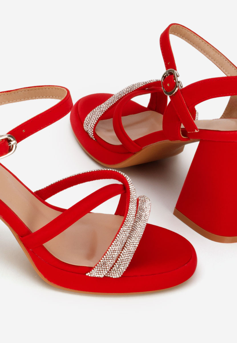 Sandali con tacco largo Castelia rosso
