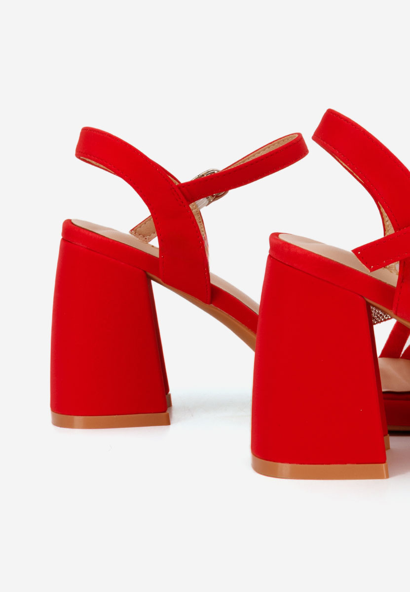 Sandali con tacco largo Castelia rosso