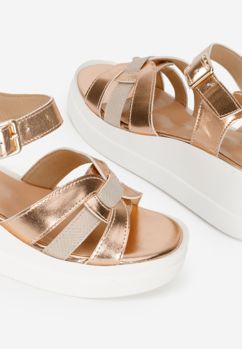 Sandali con zeppa Barkita champagne