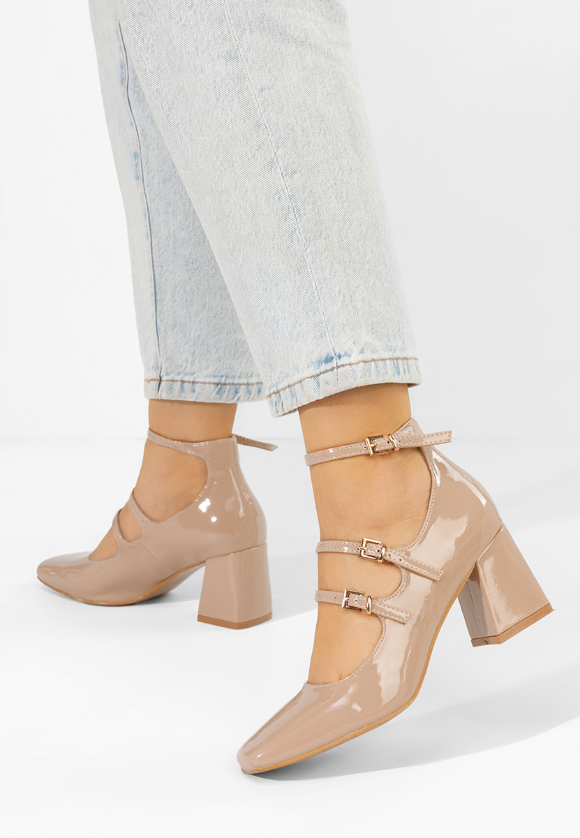 Décolleté in vernice Renelia beige