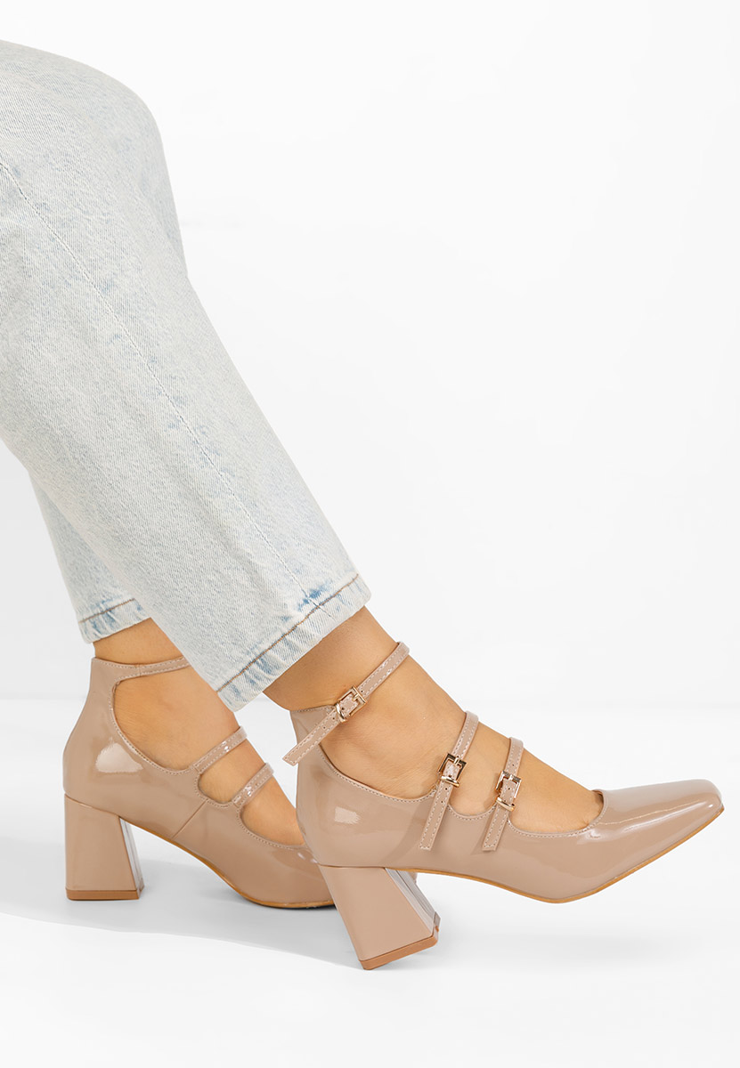 Décolleté in vernice Renelia beige