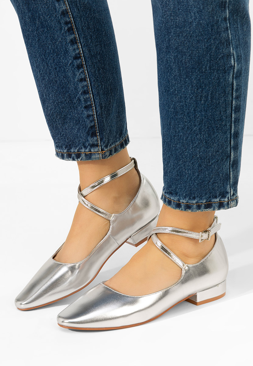 Décolleté tacco basso Hurania argento