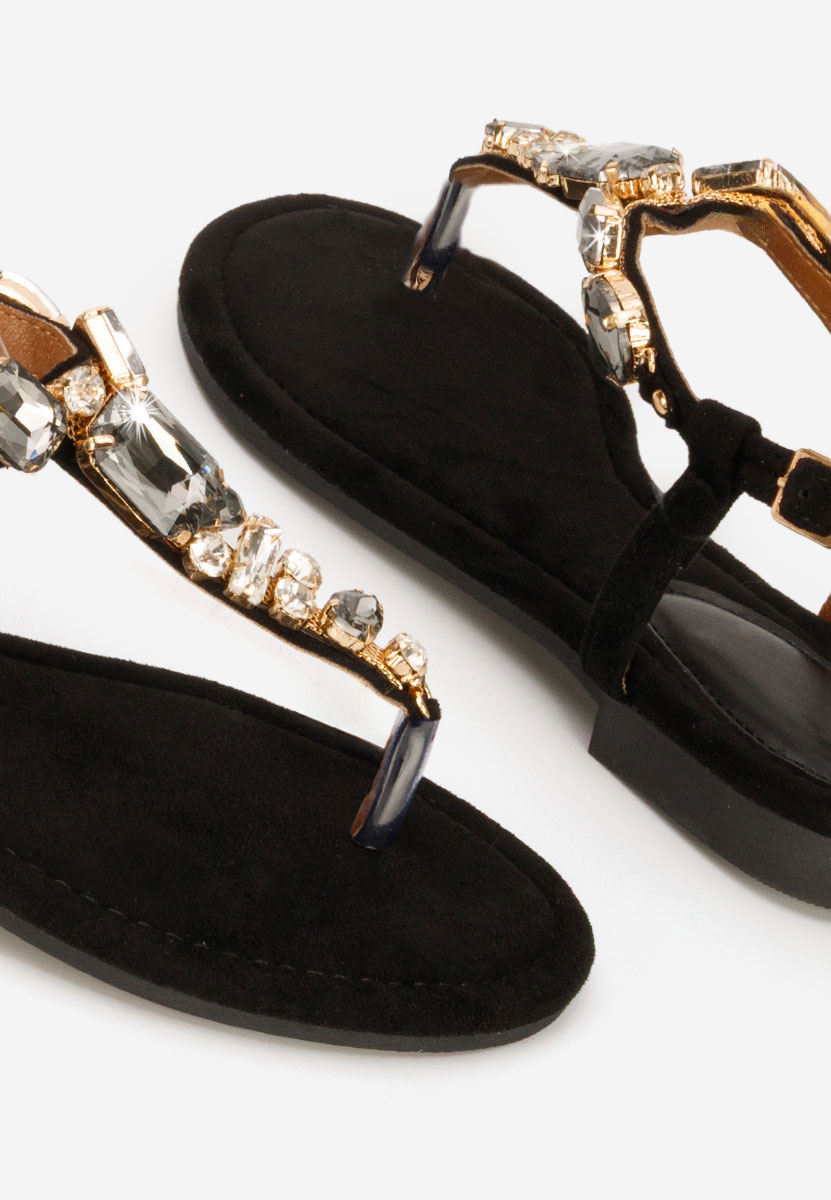 Sandali gioiello bassi Kristelia nero