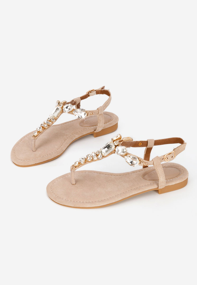 Sandali gioiello bassi Kristelia beige