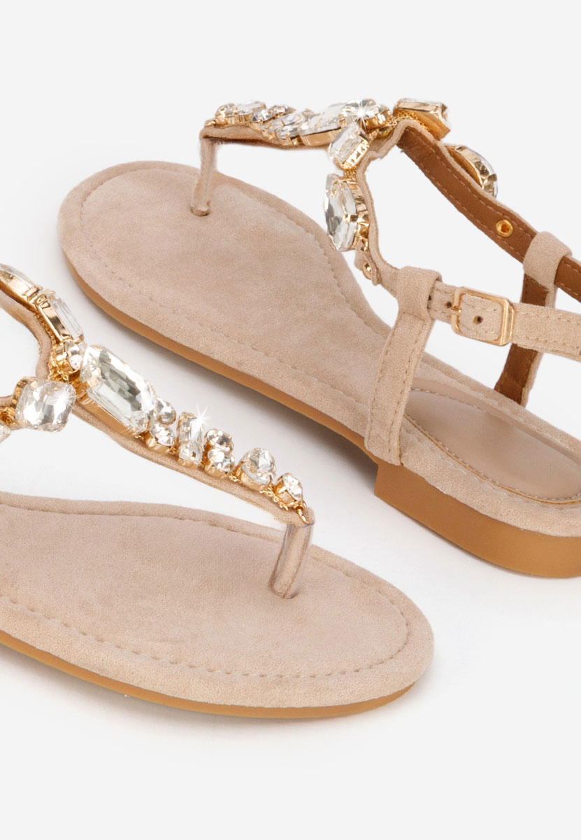 Sandali gioiello bassi Kristelia beige