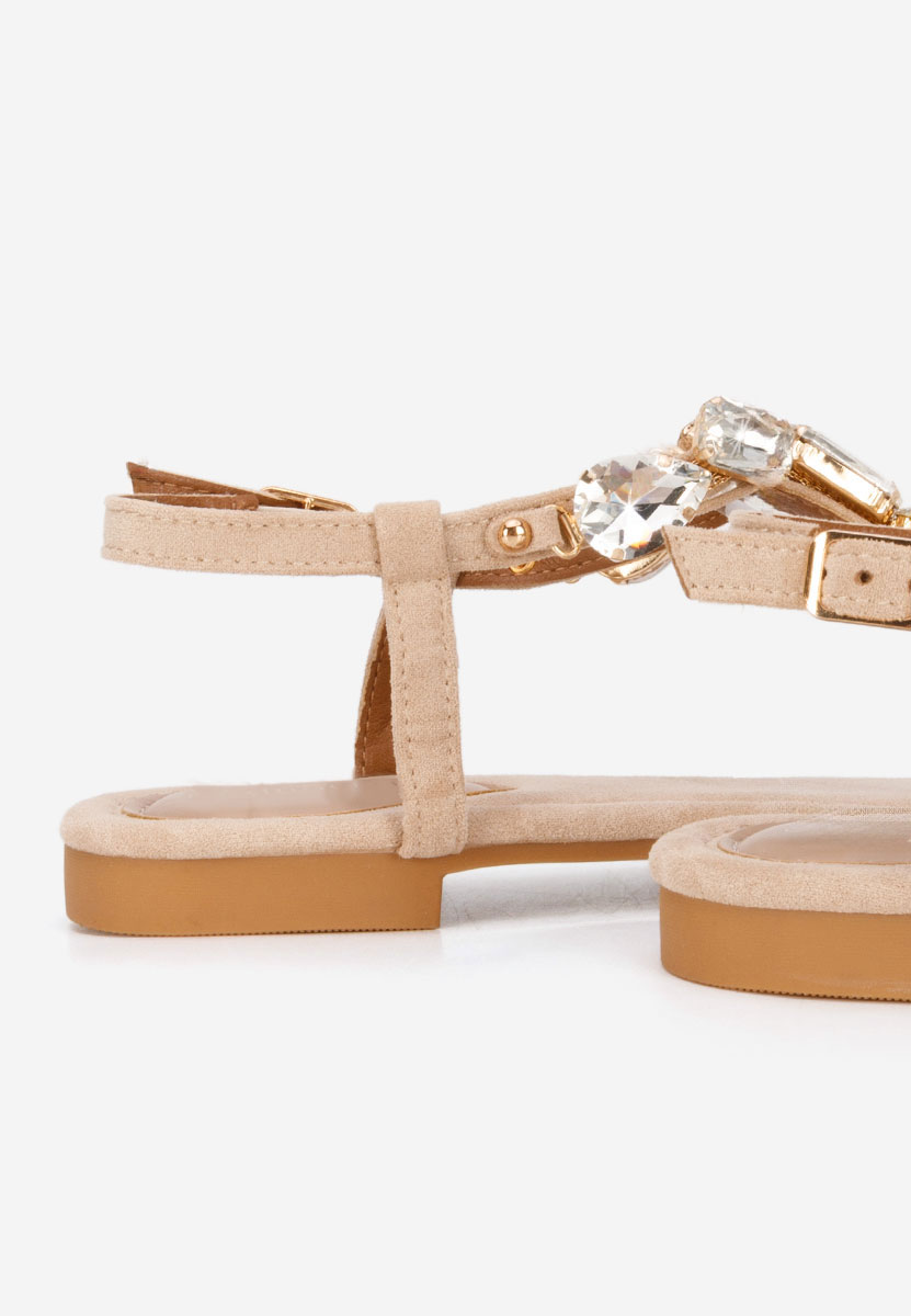 Sandali gioiello bassi Kristelia beige