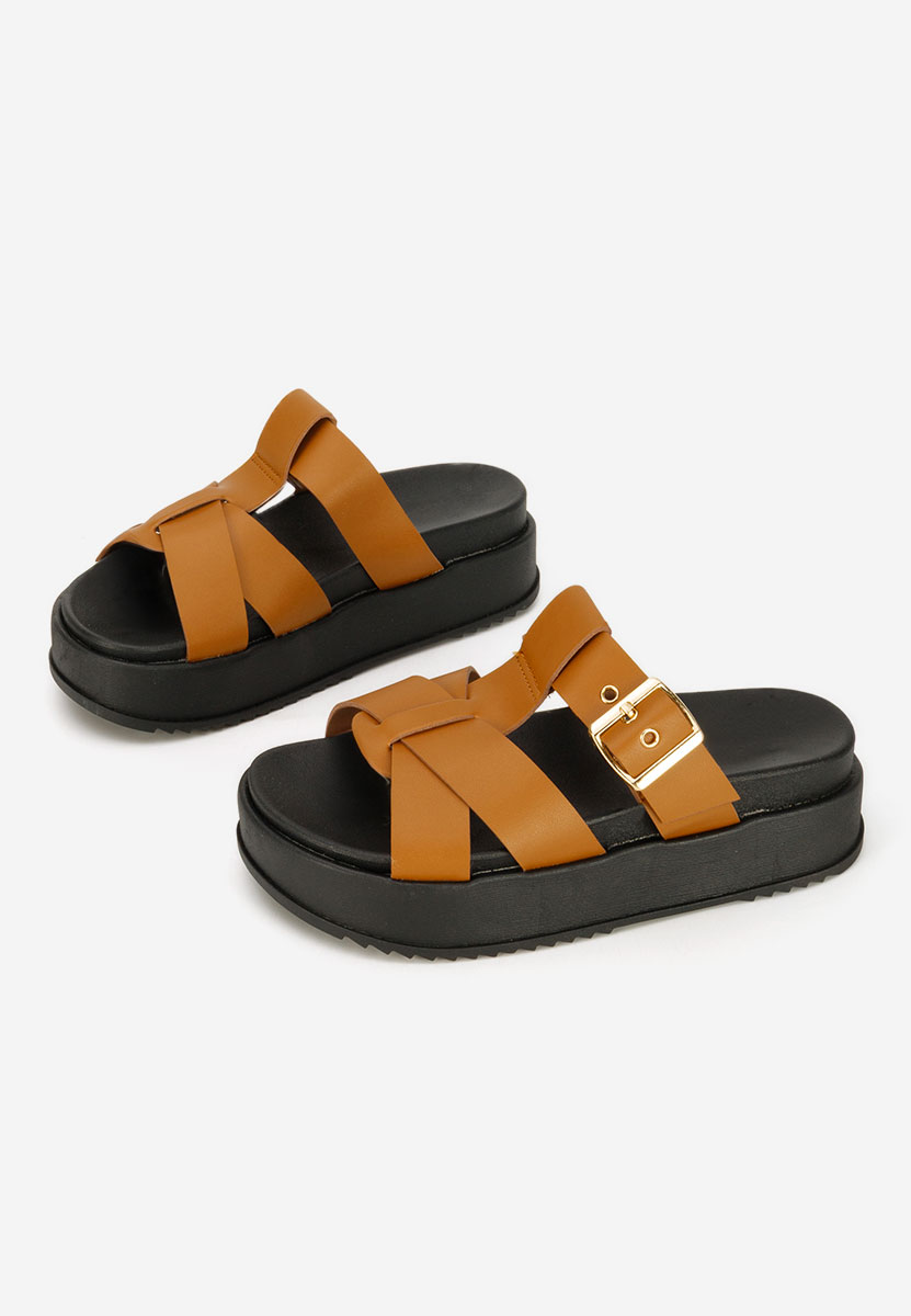 Ciabatte platform Inaria camel