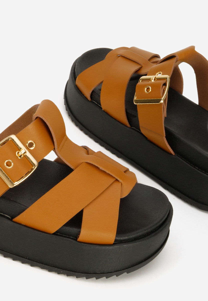 Ciabatte platform Inaria camel