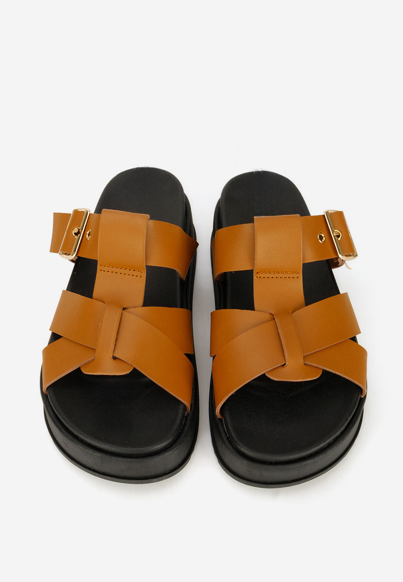 Ciabatte platform Inaria camel