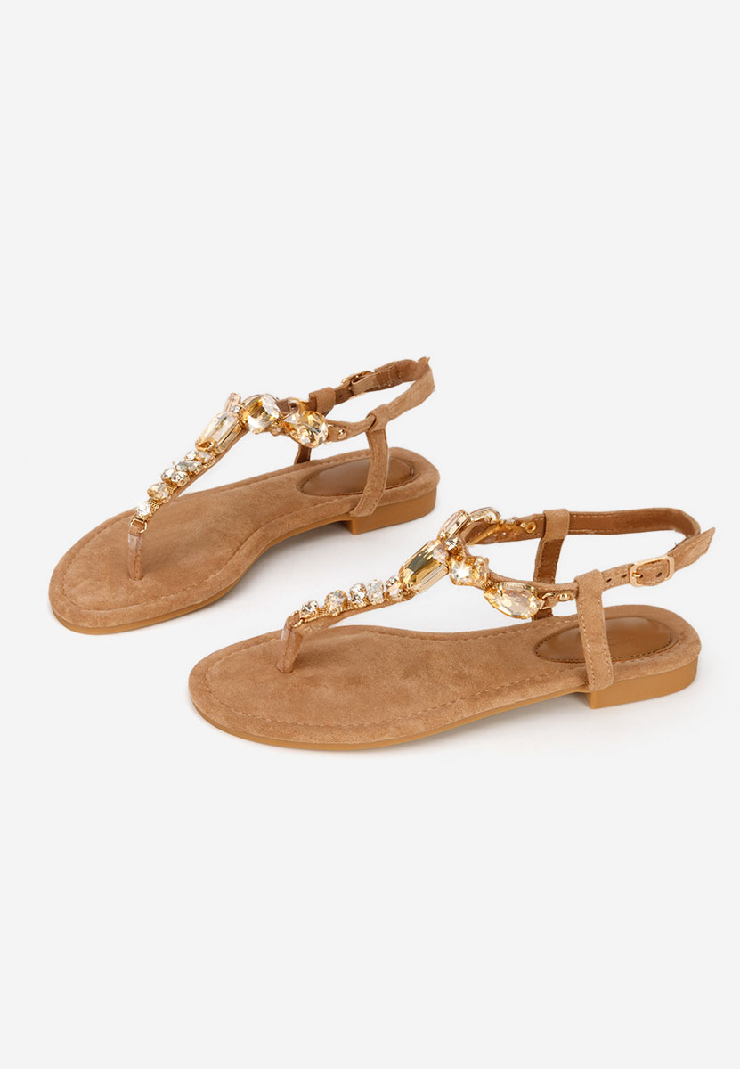 Sandali gioiello bassi Kristelia camel