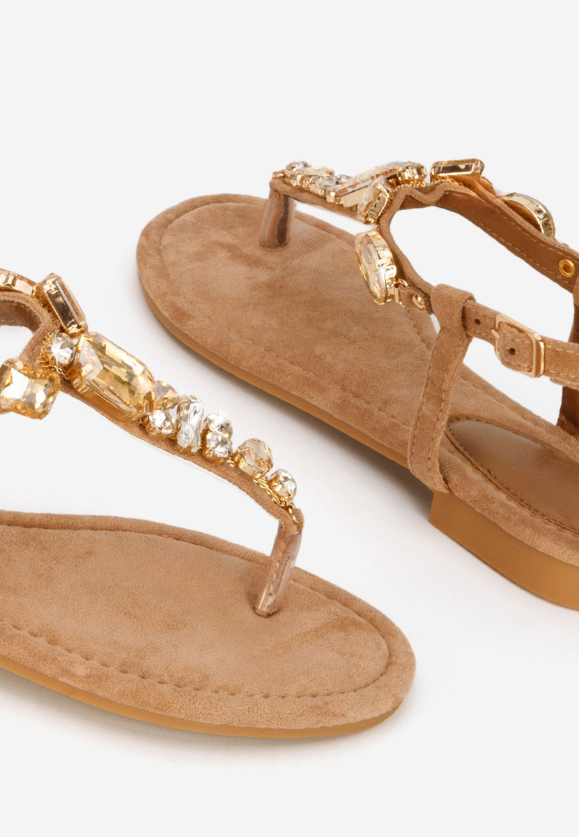 Sandali gioiello bassi Kristelia camel