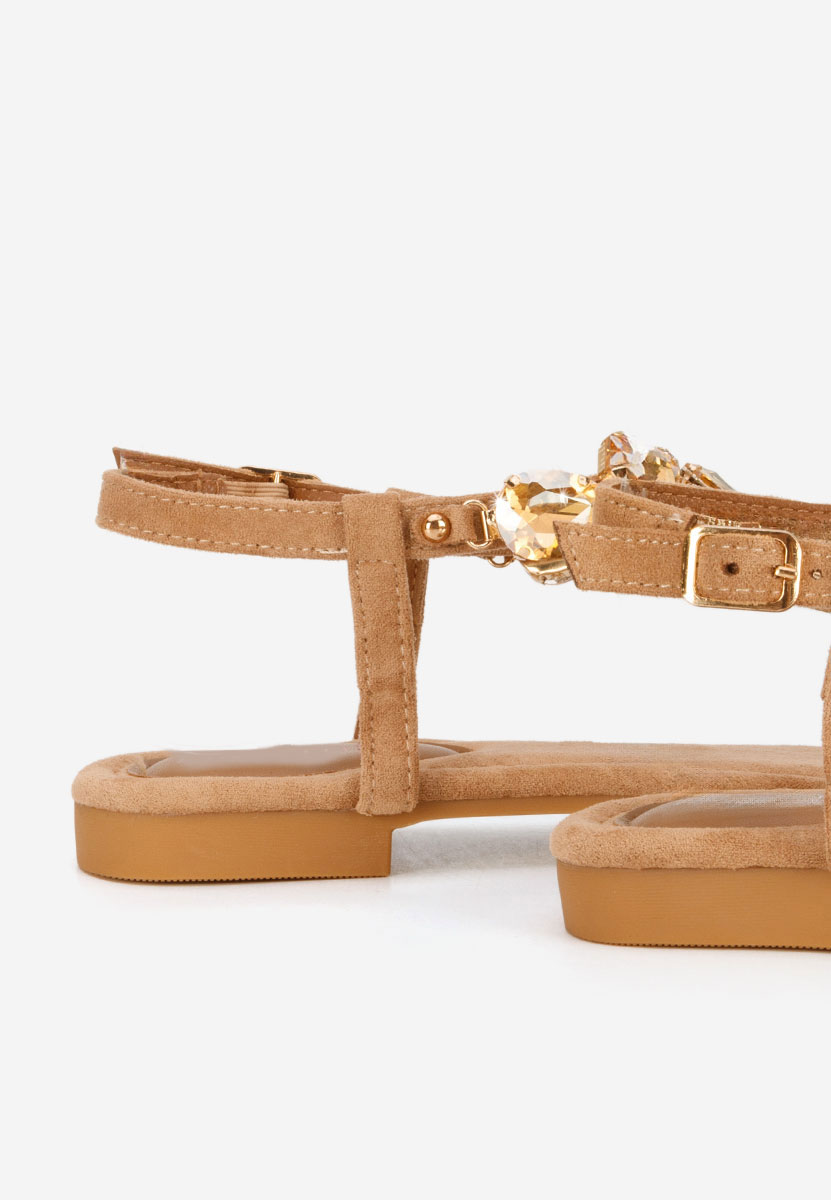 Sandali gioiello bassi Kristelia camel