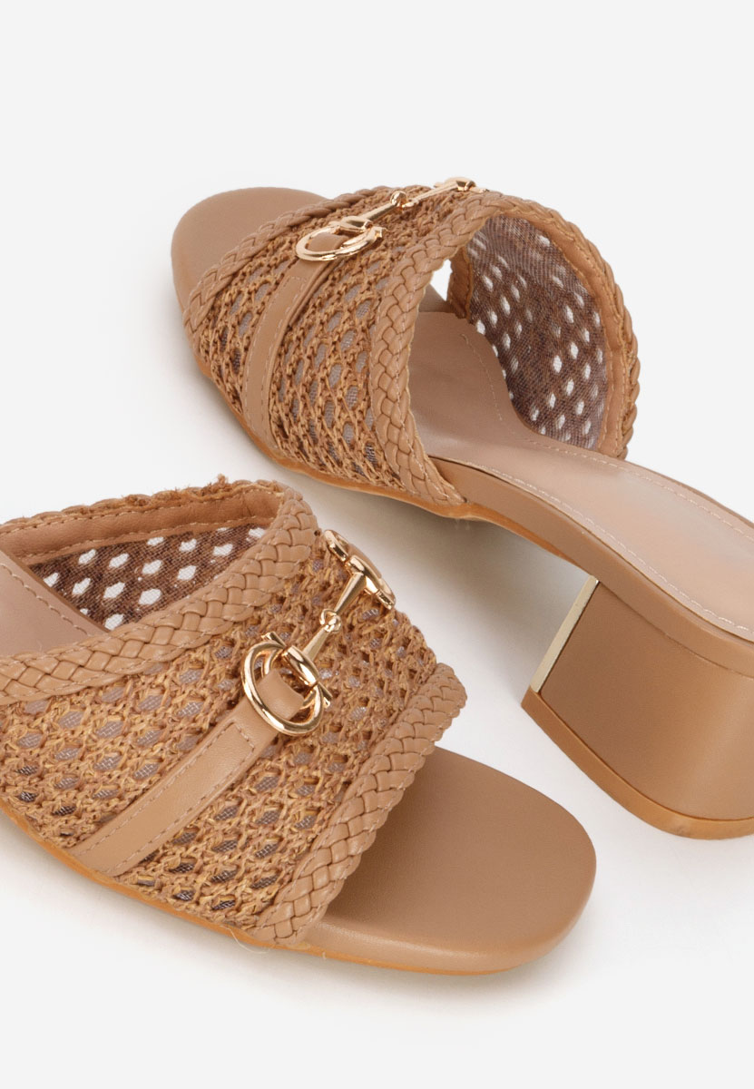 Ciabatte con tacco Giustinia camel